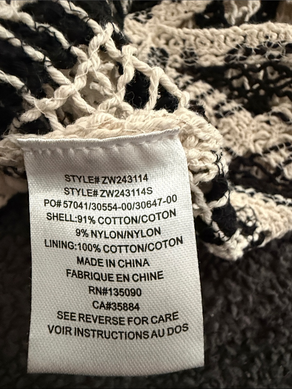 Z Supply Black and Cream Crochet Square-Neck Tank - Picture 6 of 6